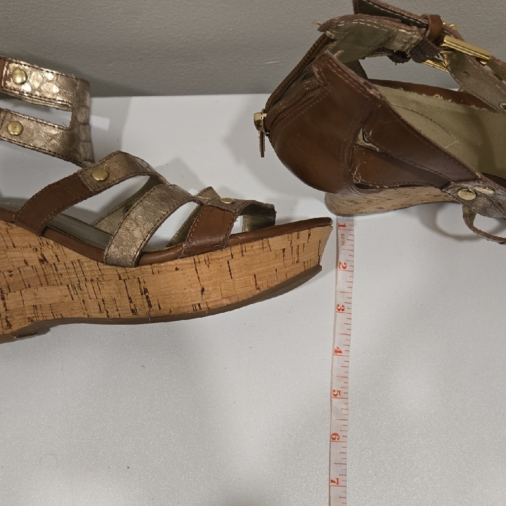 Guess Bronze and Tan Wedge Sandals - Picture 12 of 12